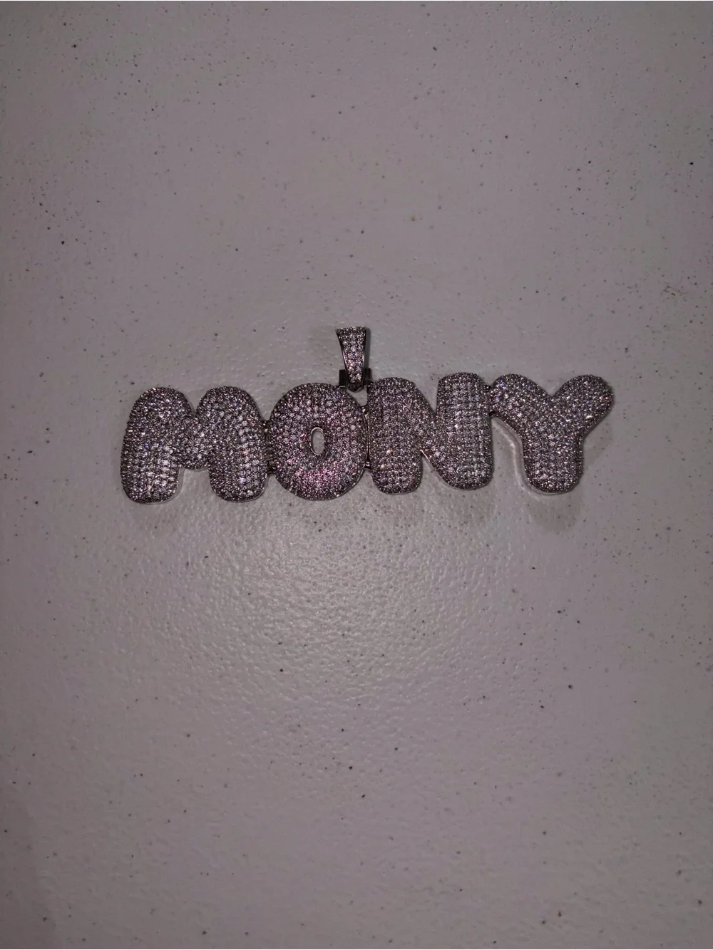 💜 Sparkling Bubble MONY Pave Crystal Silver Tone Pendant